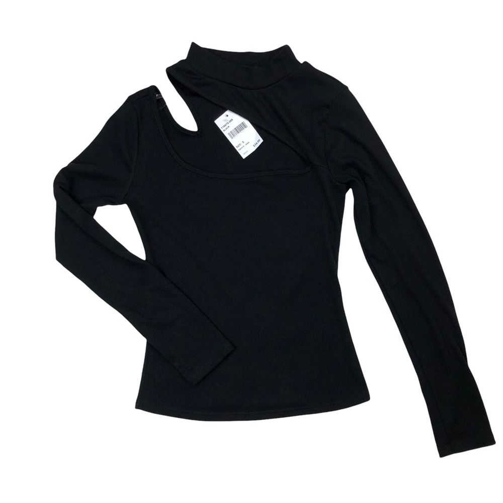 NWT Lush Mock Neck Cutout Long Sleeve Top SMALL